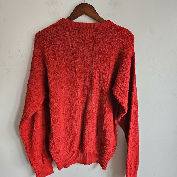 Vintage Badge Red Acrylic Sweater Men’s Sm EUC Made In USA - Picture 3 of 8